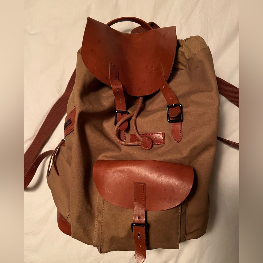 Longchamp canvas and leather backpack